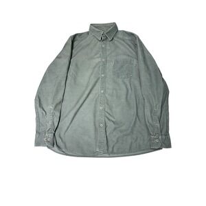 ROWM‎ Mens Corduroy Button Up Shirt Medium Green Long Sleeve Casual Relaxed Fit